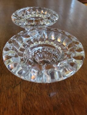 Clear Vintage Pressed Glass Candle Holders - Pair (114)